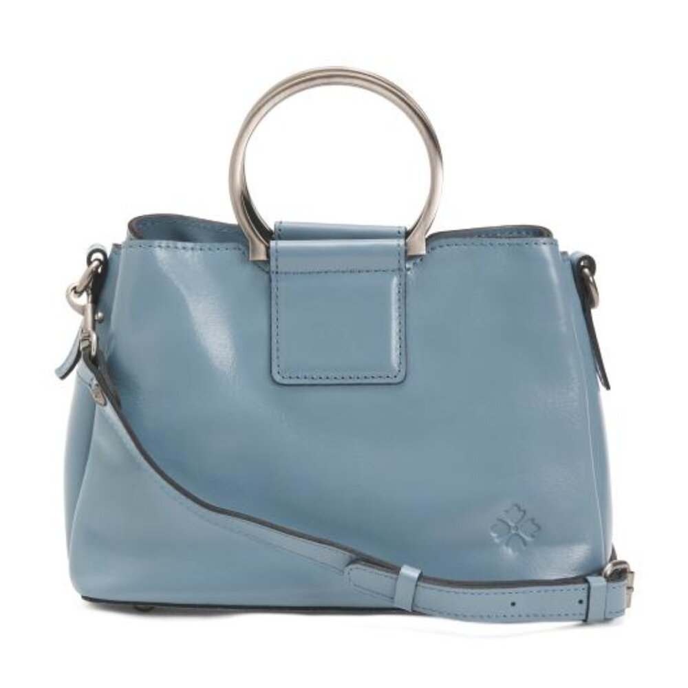 PATRICIA NASH Leather Empoli Satchel With Metal Handles And Crossbody Strap